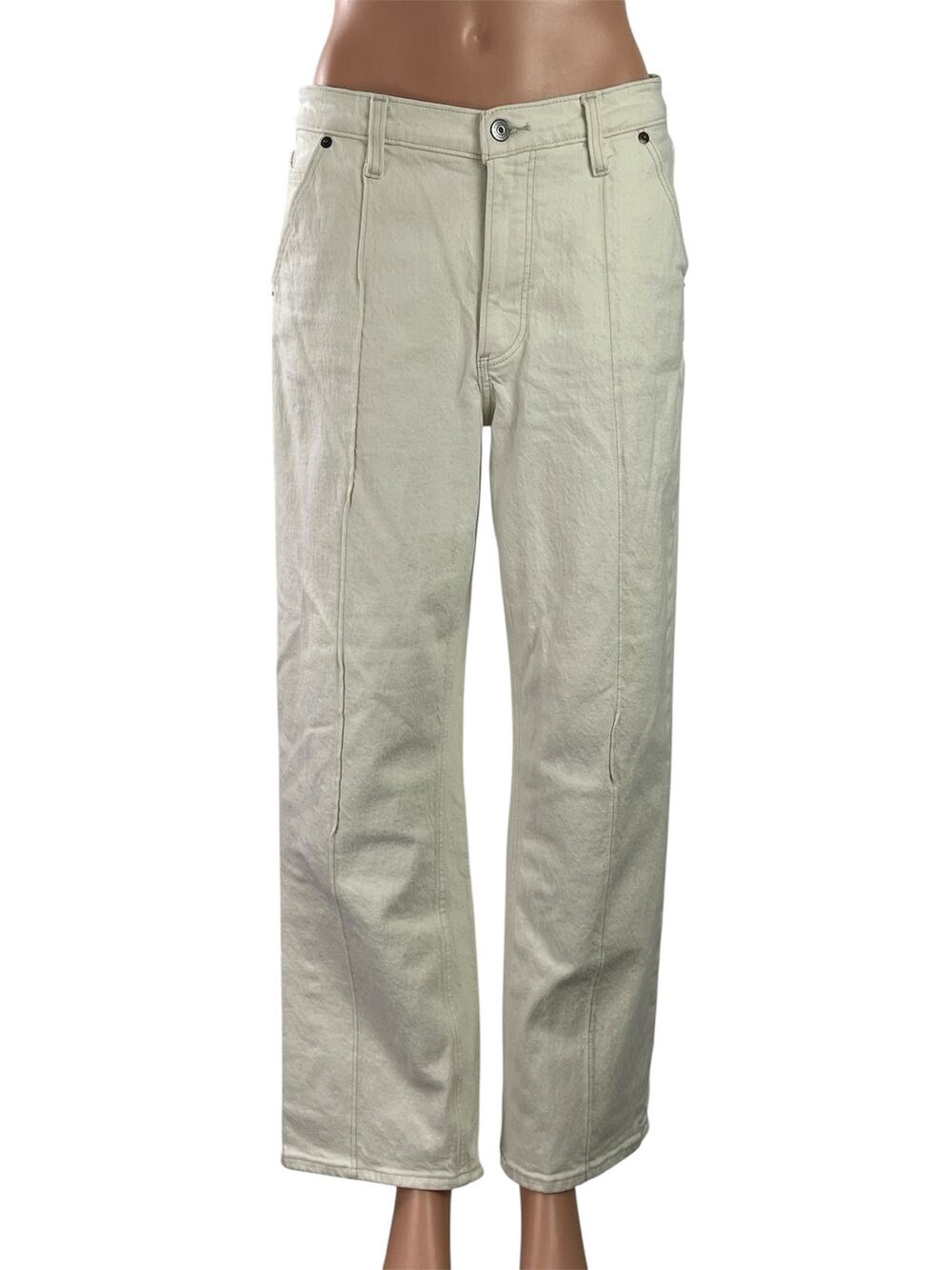 Abercrombie & Fitch The Baggy Mid Rise Women's White Wide Leg Denim Jean Size 4